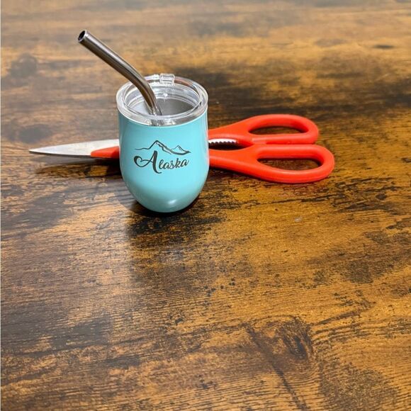 Alaska theme Blue Insulated shot glass with Straw (NEW) - Picture 2 of 5